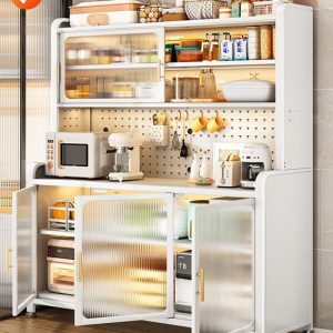 Kitchen Home Rack Cabinet Stand Baker's Door, Storage Microwave Pegboard,