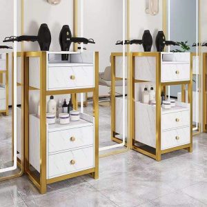 Gold Salon Makeup Trolley Latest Design Furniture