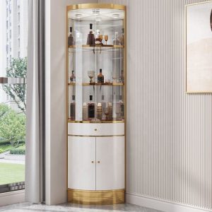 Modern Gold Stainless Steel Glass Rack Display Cabinet Wine Sideboard