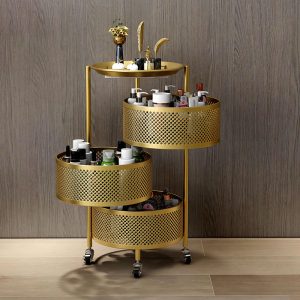 Gold Makeup Salon Cart Trolley Tiers Pedicure Spa Nail