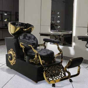 Black Gold Hair Salon Shampoo Chair Bed
