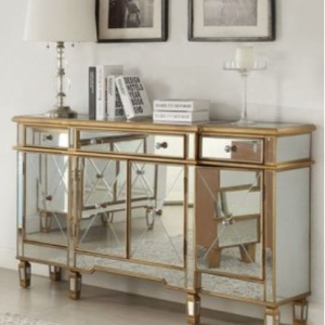 Elegant Gold Living Mirror Cabinet Console Table Mirror Cabinet
