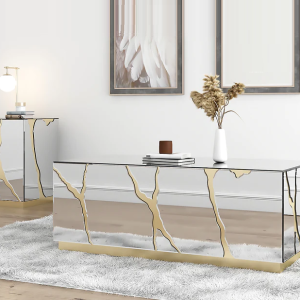 Luxury Gold Home Hotel Table Sparkle Mirrors Coffee