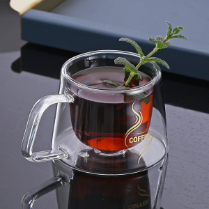 Glass Heat Resistant Tea Cup Double Wall Borosilicate Handle