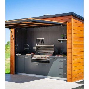 Stainless Steel Outdoor Kitchen + Sink And Grill