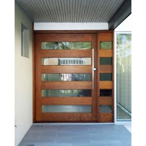 Walnut Teak Solid Wood Glass Panel Interior Door