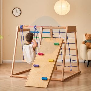 Wood Playground Outdoor Slide Set Frame Balance Board Wooden Triangle