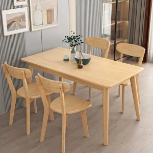 Wood Table Set Dining Rectangular Solid