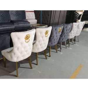 Velvet Stainless Steel Dining Room 6 Chair Set