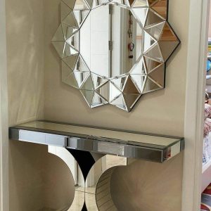 Modern Stainless Steel Living Bedroom Console Table Mirror X-cross Wall