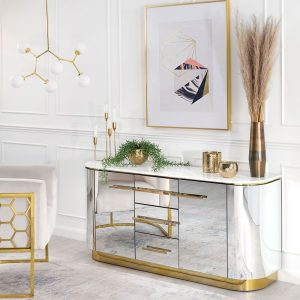 Contemporary Glass Living Home Office Cabinet Room Curved Shape Consoles