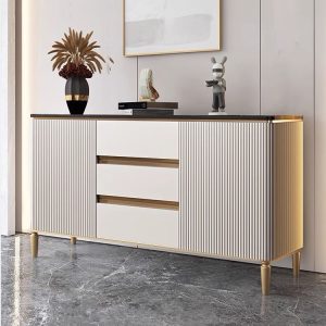 Modern Luxury Gold Cabinet White Sideboard Magtme Top Storage Side