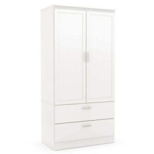 Bedroom Cabinet Easy Wardrobe White Almirah Receive Ark Two Drawers