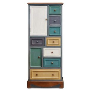 Vintage High Wood Bedroom Cabinet Curio Gloss Solid Chest