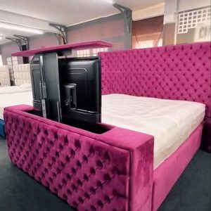 Bed Double Queen Size Upholstered Velvet Square Storage Build