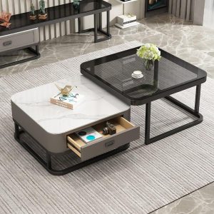Modern Living Table Rectangle Coffee 2-tier Side Tea Room Center