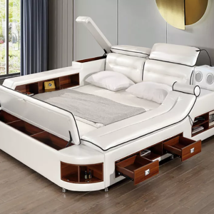 Smart Modern Bed Massage Audio Function King Storage Compartments
