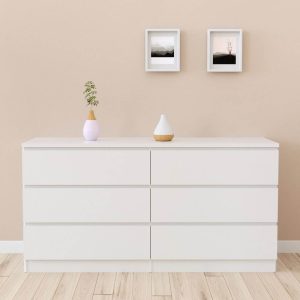 Bedroom 6-drawer Chest, 151 77cm, White