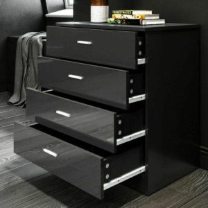 High Bedroom Home Cabinet Black/white Chest Drawers Storage Furniture Gloss