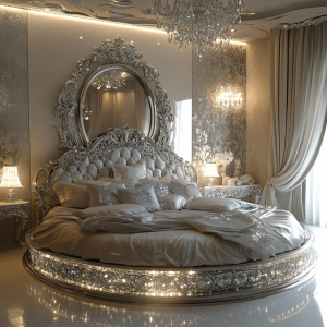 Bedroom Mirror Bed Frame Led Furniture King Size Silver