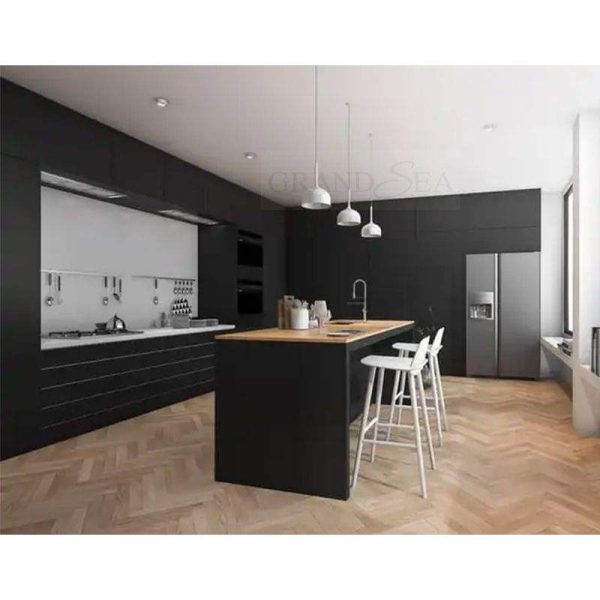 Black Lacquer Finish Modern Kitchen Cabinet - Image 3