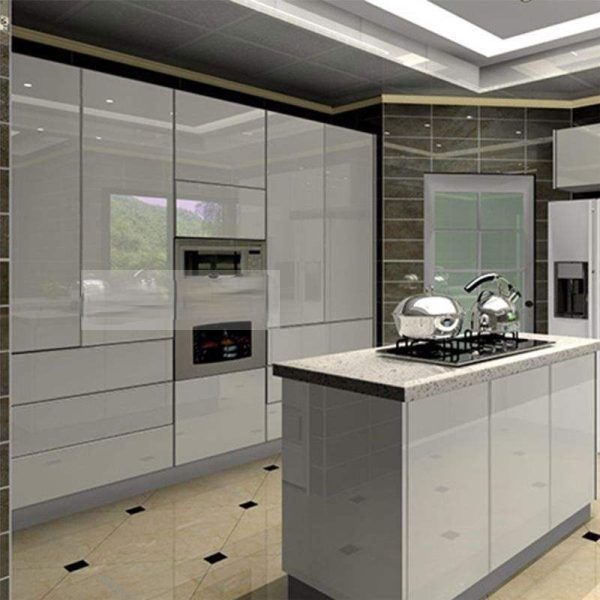 White High Glossy Lacquer Kitchen Cabinets - Image 2