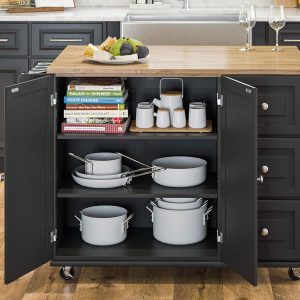 Wood Kitchen Cart Bar Top Drop Leaf Breakfast