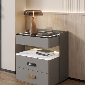 Smart Luxury Bedroom Table Cabinet Bedside Light Deluxe Multi-functional Wireless
