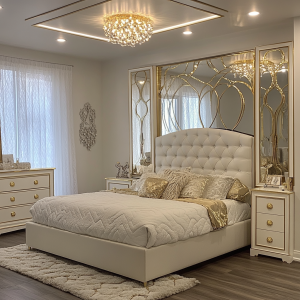 Wood Leather Bedroom Frame Bed Set Double King Size Full