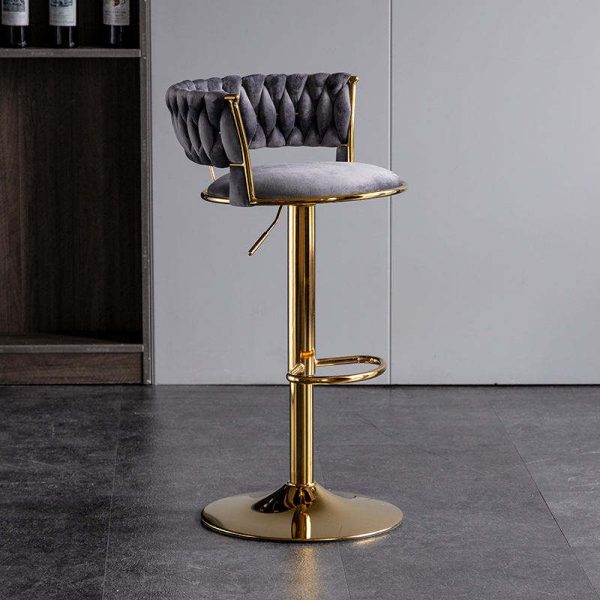 Velvet Swivel Bar Chair - Image 4