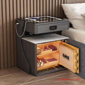 Smart Simple Modern Bedroom Table Cabinet Bedside Safe Integrated