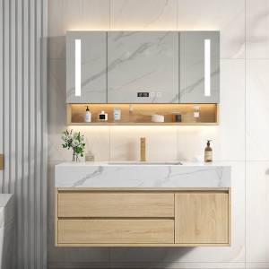 Wood Bathroom Solid Drawer Storage Vanity Wall Mounted Sink