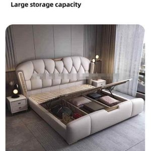 Wood Bedroom Bed Set Soft Up-holstered Furniture King Double