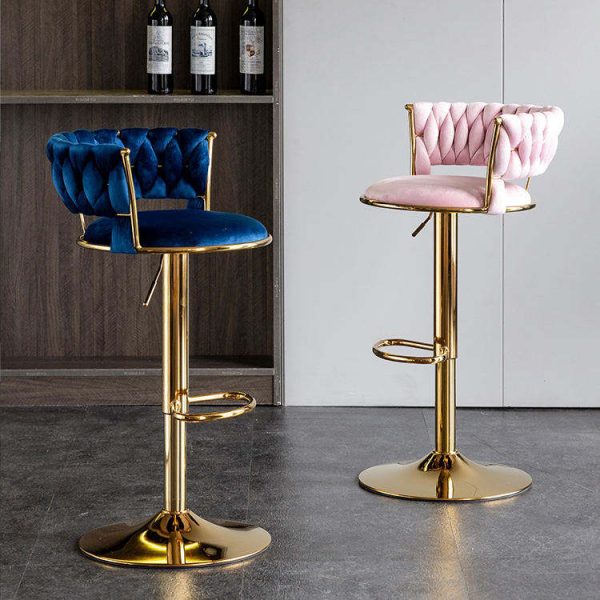 Velvet Swivel Bar Chair - Image 7