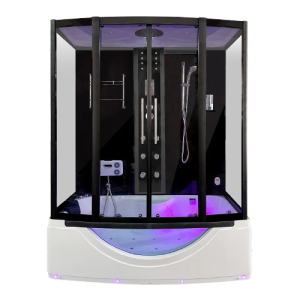 Black Modern LED Light Glass Shower Cabin