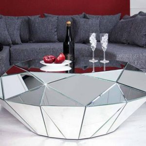 Modern Living Home Table Room Furniture Mirrored Diamond Shape Coffee