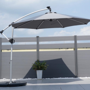 Solar LED Cantilever Patio Umbrella – 3m with Light Guide Strip