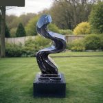 Abstract Black Marble Carving Sculpture