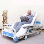Luxury 3-Crank Manual Hospital Bed with ABS Headboard and Guardrails